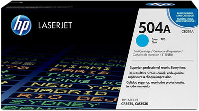 Toner Original HP 504A Cyan CE251A Pour LaserJet CP3525, CM3530 - 7000 Pages HP