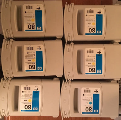 HP 80 Lot De 6 Cartouches Originales C4872A C4873A Pour Designjet série 1000 HP