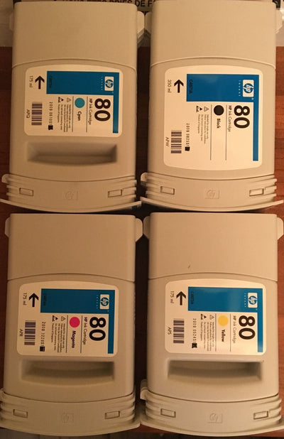 HP 80 Original Lot de 4 Cartouches d'encre 350ml pour HP DesignJet 1000 Series HP