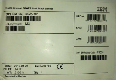 🔐 Ibm Ds3000 Linux On Power Host Attach Licence Kit - Ref 44w2101 🚀 IBM