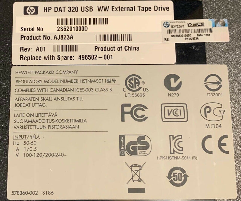 💾 Lecteur Bande Hp Storageworks Dat 320 Usb Aj823a Externe Sauvegarde