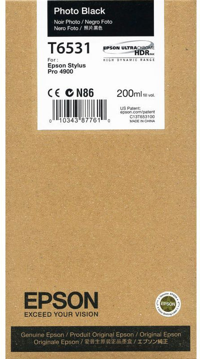 🌈Cartouche Epson Ultrachrome T6531 C13T653100 Noir Photo 06/2024 Originale🎨 Epson