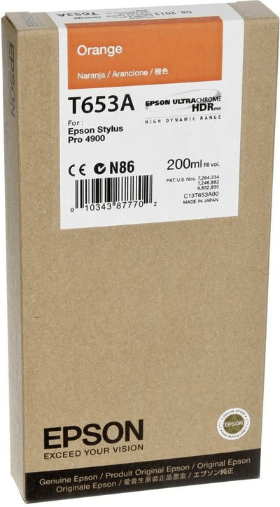 🌈 Cartouche EPSON Ultrachrome T653A C13T653A00 Orange Original 11/2023 ✅ Epson