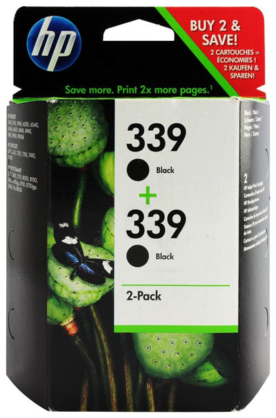🖨️ HP 339 Noir C9504EE Pack 2 Cartouches Originales Encre Pigmentée 21ml 🖤 HP