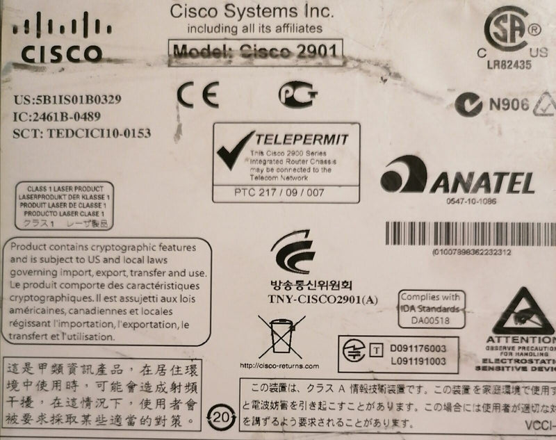 🔥 Routeur Cisco 2901 K9 V04 - Série 2900 Testé OK ⚡️  Cisco   