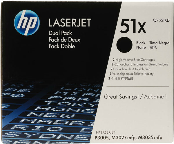 Pack De 2 Toners HP 51X Q7551XD Original Neuf Noir 13 000 Pages x 2  HP   