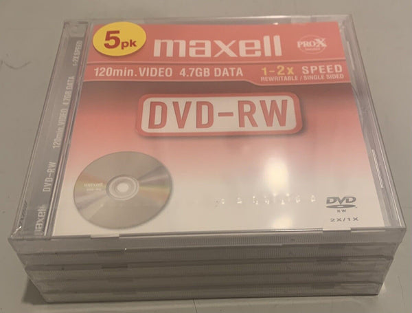 🔥 Lot de 5 DVD-RW Maxwell 4,7 Go 1-2x Neufs -DVD Réinscriptibles 💿  IT And Office   