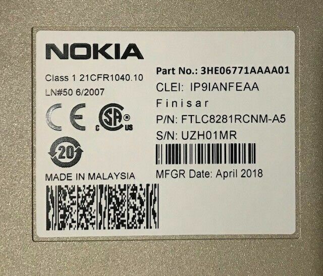 Module Optique Nokia Alcatel Lucent 3HE06771AA AA01 100G Base-SR10 CFP Informatique, réseaux:Réseau d'entreprise, serveurs:Composants routeur entreprise:Modules, cartes, adaptateurs Nokia   
