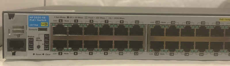 Switch HP 2530-48 J9778A PoE+ Integrated 10/100 Base-TX Ports (1-48) Fonctionnel Informatique, réseaux:Réseau d'entreprise, serveurs:Commutateurs, concentrateurs:Commutateurs réseau HP   
