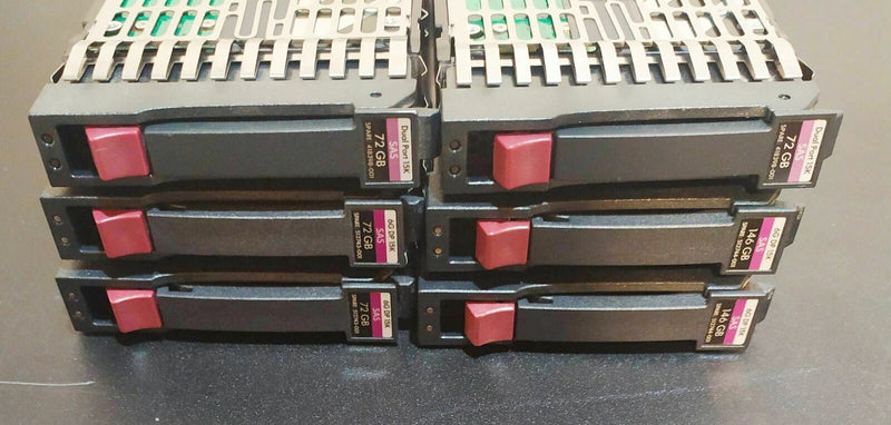 Lot de 6 HP SAS 2.5" 15k RPM Hard drive (2x146GB 4x72GB) Informatique, réseaux:Supports vierges, disques durs:Disques durs (HDD, SSD, NAS):Disques durs internes HP   