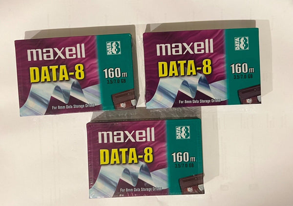 Lot De 3 Cartouches De Données MAXELL DATA-8 160m Original Neuf 3.5/7.0GB  Maxell   